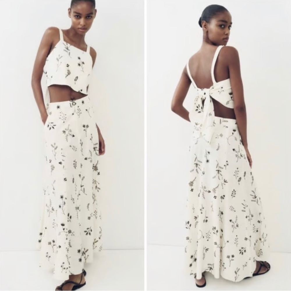 Zara embroidered set. Worn once. Both size small.